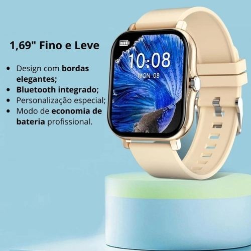 Smartwatch Touch Plus -  prevenção do AVC, monitore batimentos, à prova d'água, troca a pulseira