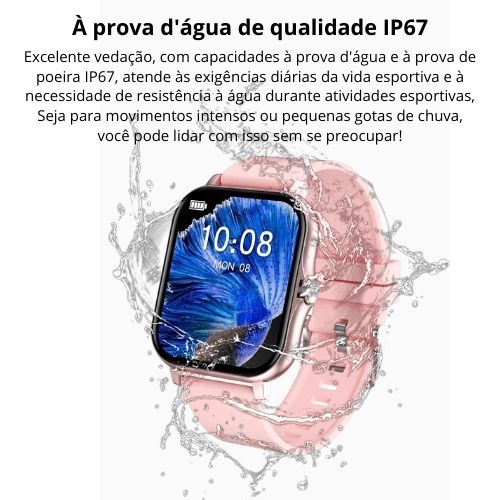 Smartwatch Touch Plus -  prevenção do AVC, monitore batimentos, à prova d'água, troca a pulseira