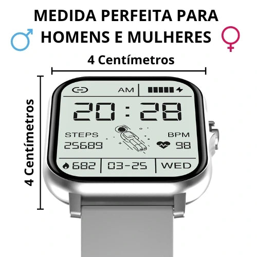 Smartwatch Touch Plus -  prevenção do AVC, monitore batimentos, à prova d'água, troca a pulseira